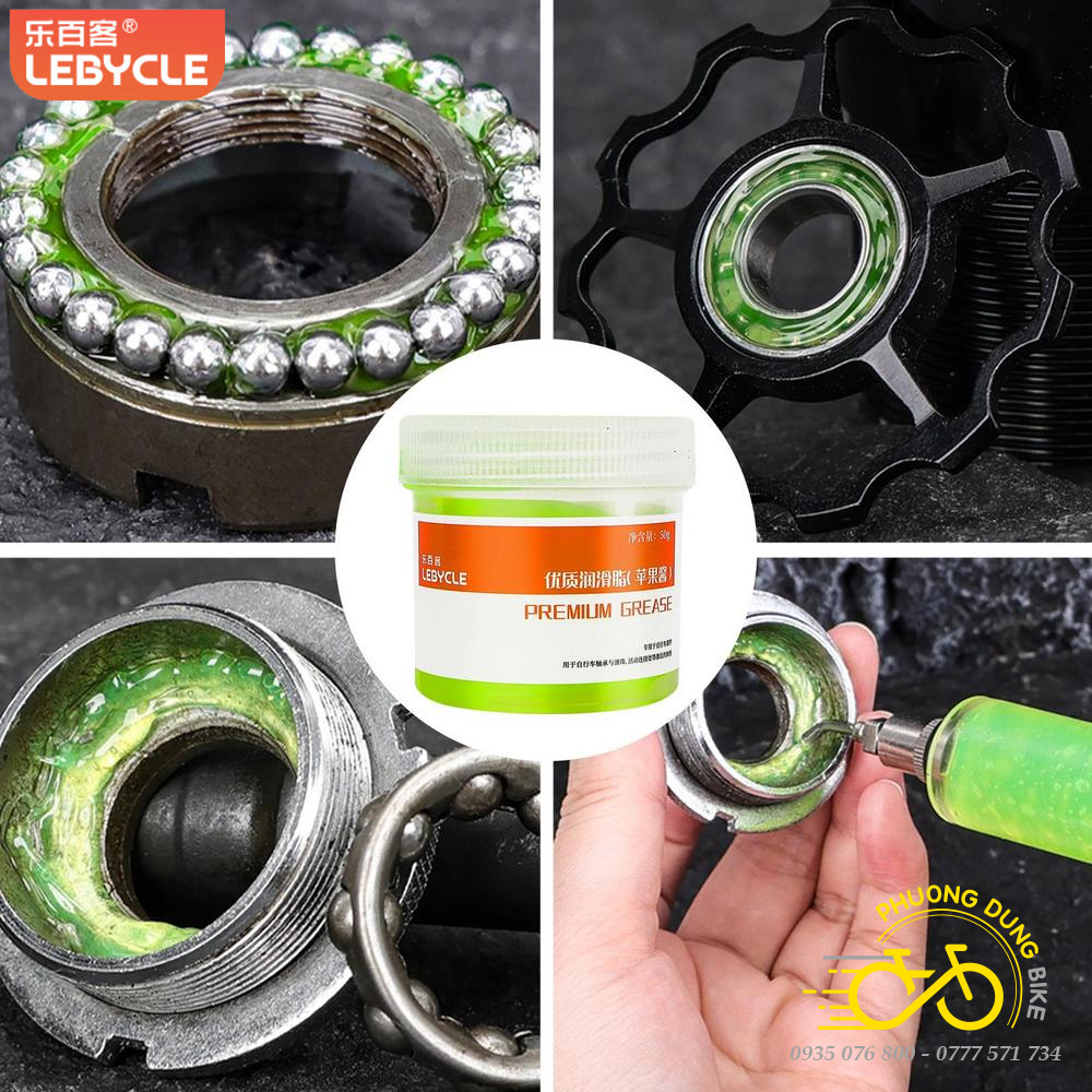 Lebycle Premium Grease 50g Heat-Resistant Bicycle Lubricant – Lubricant for Bearings, Hubs, Gears, Center Axles, Pedals, and Neck Cups
