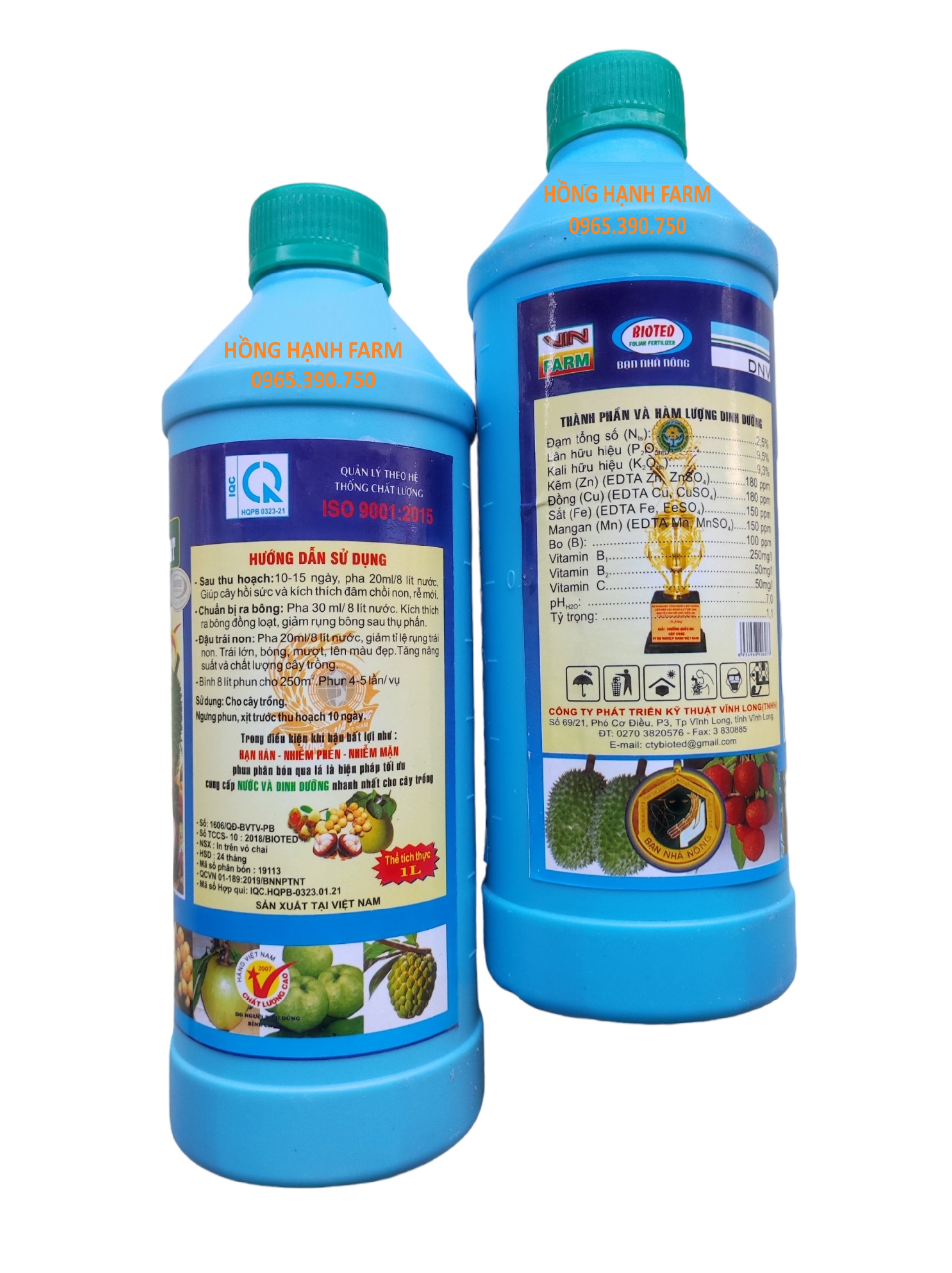 Phân bón lá sinh học BIOTED 603 - Cây ăn trái (Chai 1 lít)