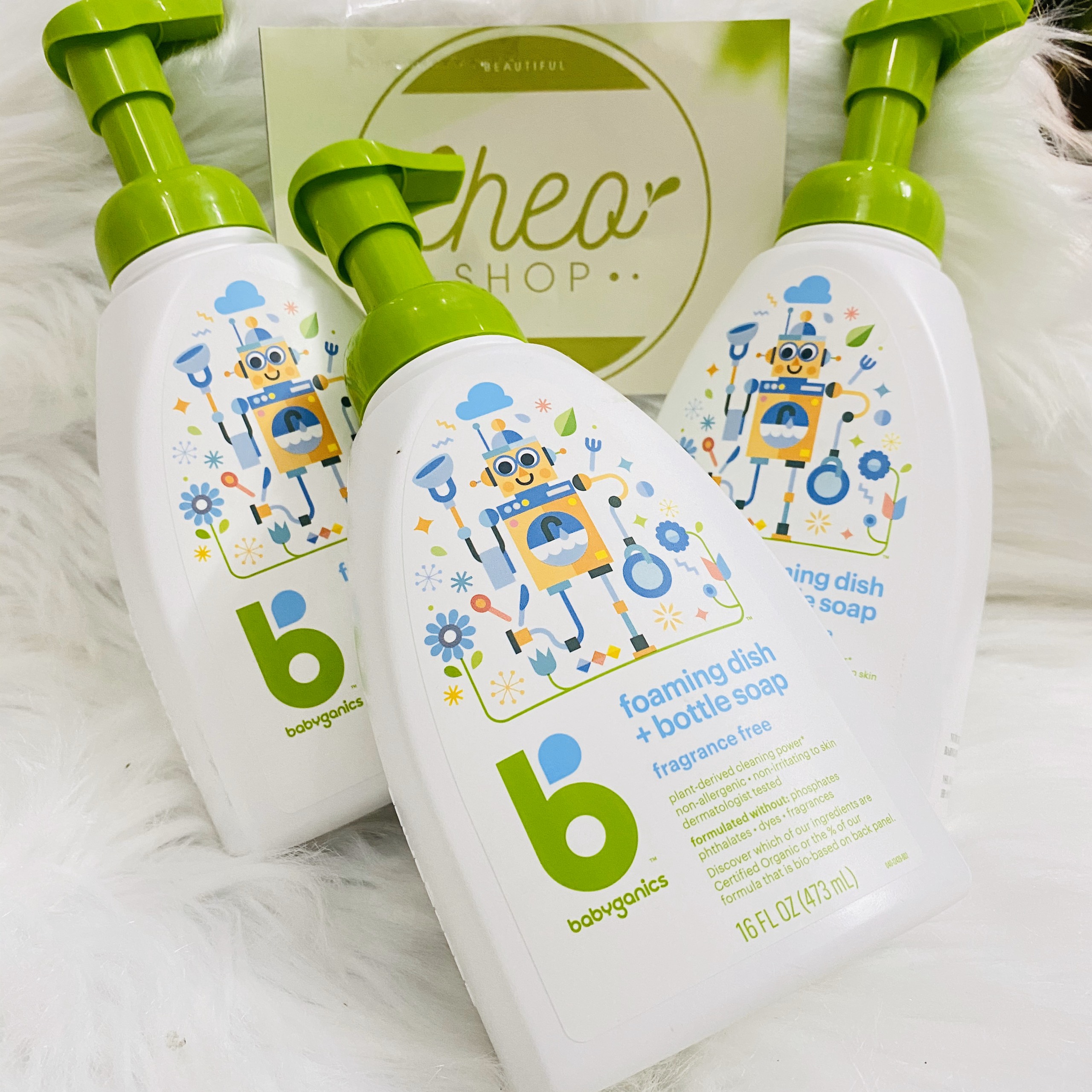 Nước rửa bình sữa không mùi hữu cơ Babyganics Foaming dish an toàn cho bé - hàng Mỹ - 473m