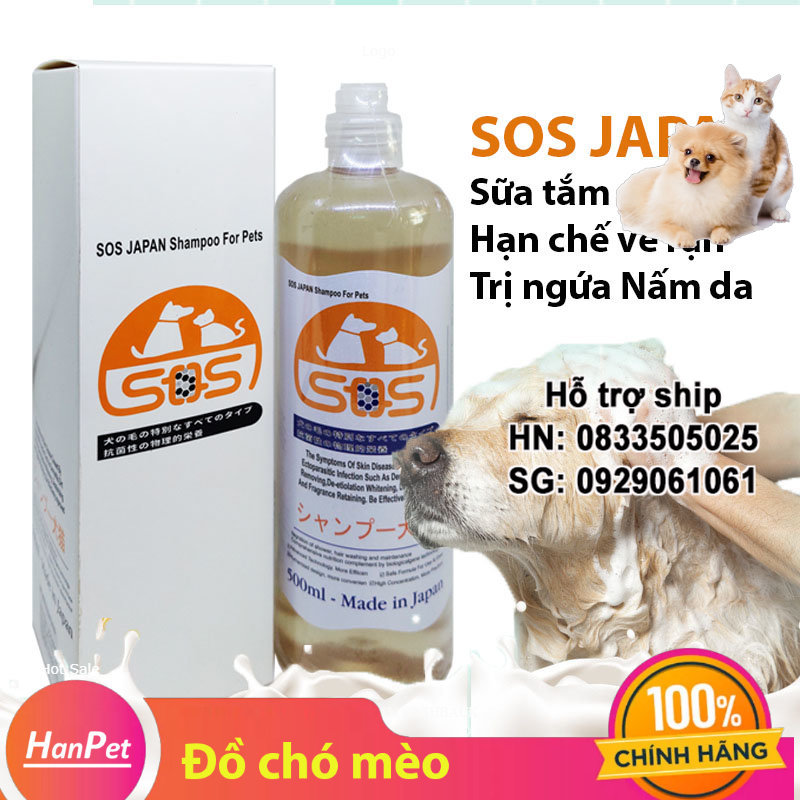 Hanpet - (NEW) Sữa Tắm SOS Nhật 500ml sữa tắm xuất xứ Japan - cho chó mèo dầu tắm chó / mượt lông chó / dầu gội chó mèo / dầu gộ