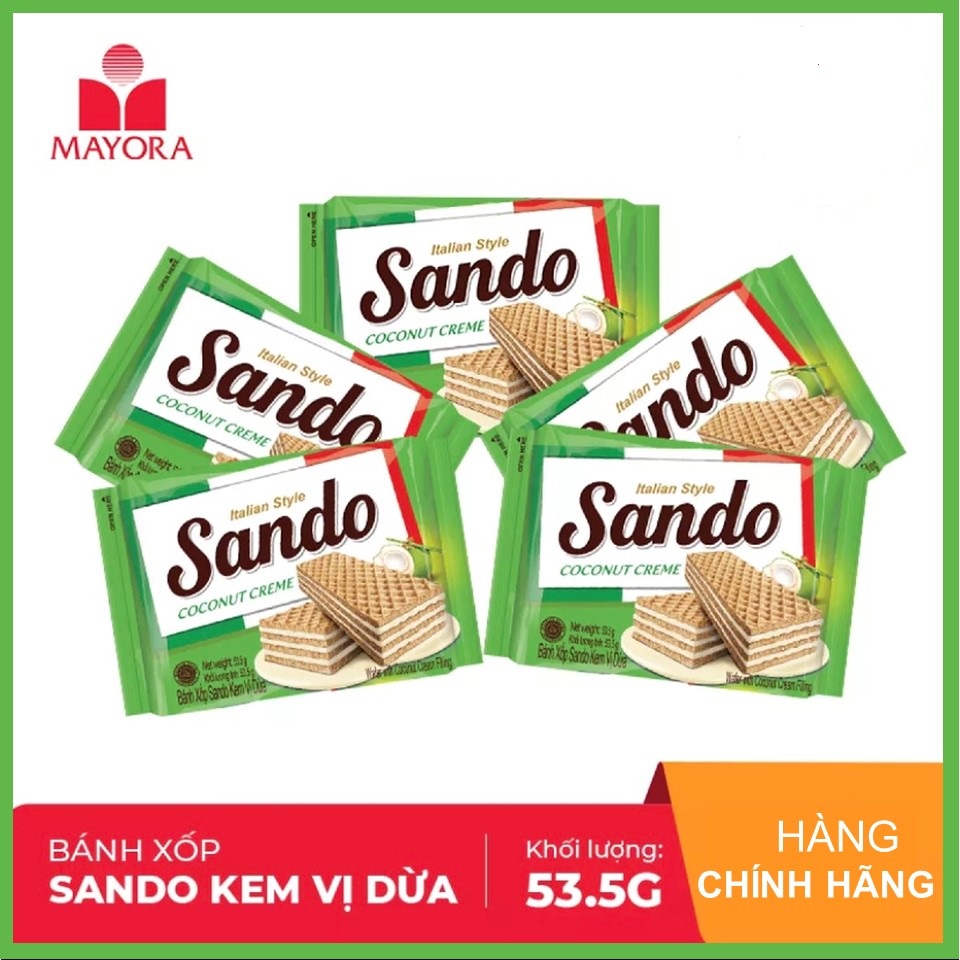 [HCM ship 2h] Combo 5 Bánh xốp Sando Coco (vị dừa) 53.5gx5