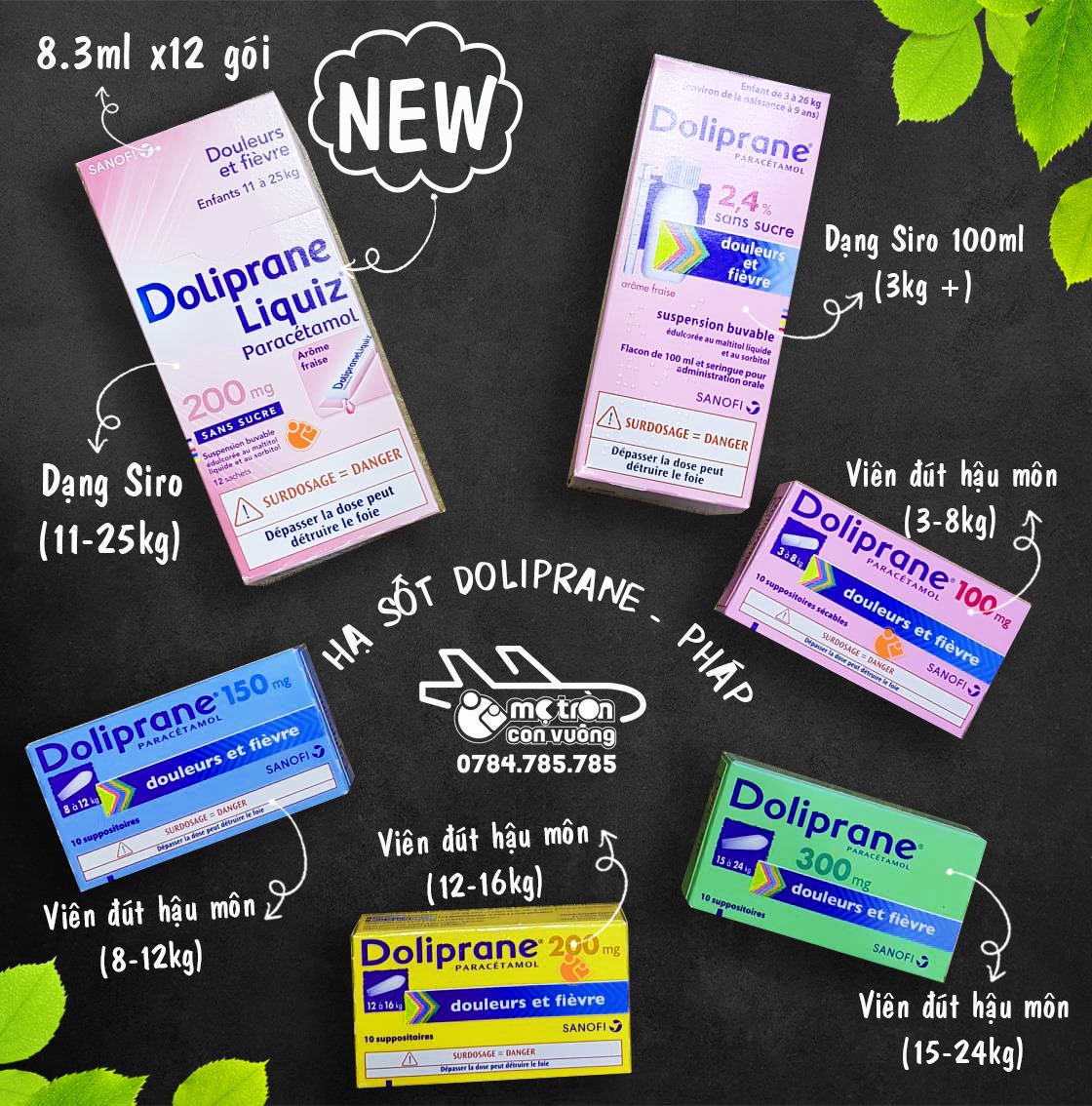Hạ sốt đút đít Doliprane 200mg