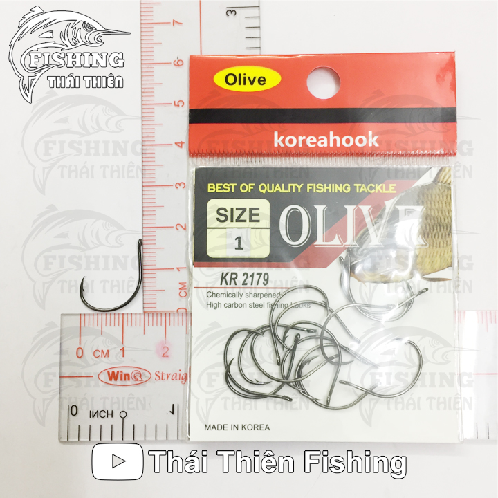 Lưỡi Câu Tôm Hàn Quốc Olive Size 1, 2, 3, 4