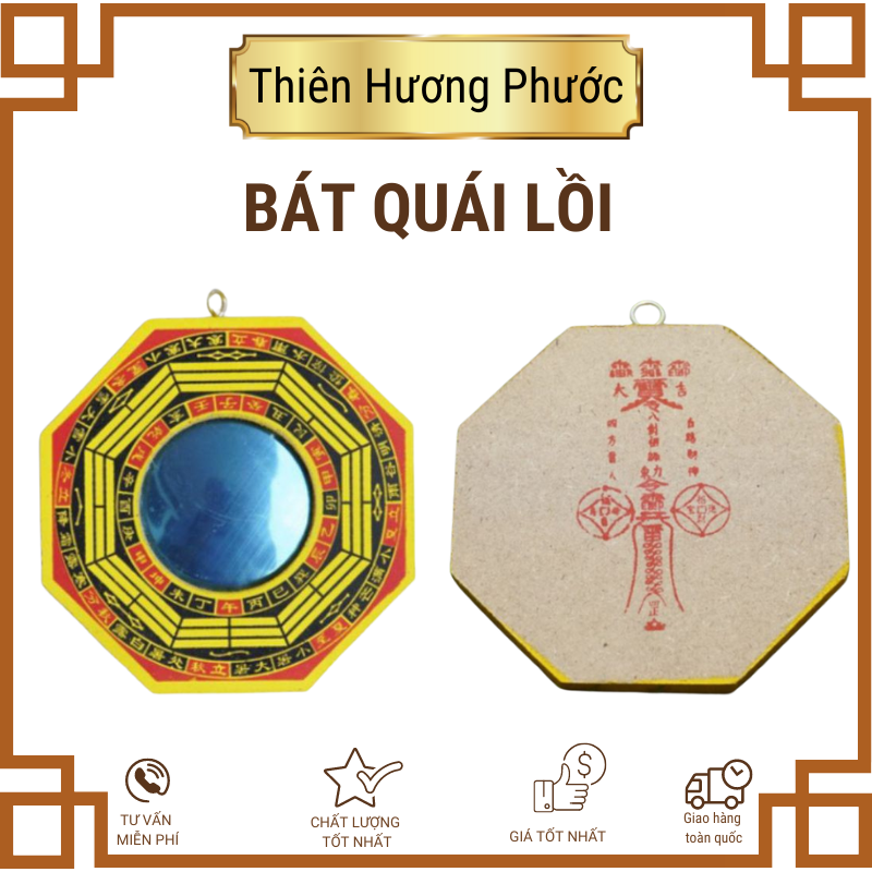Gương bát quái lồi bằng gỗ loại đẹp