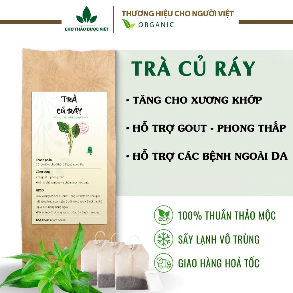 Trà củ ráy túi lọc, giảm nguy cơ bệnh gout, đau xương khớp - Chợ thảo dược việt