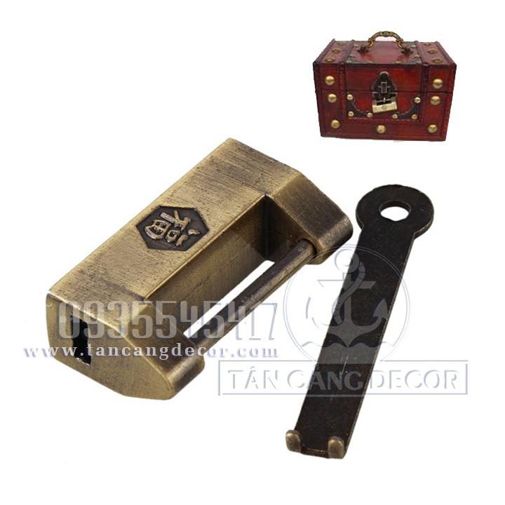 Ổ khóa 28 mạ đồng giả cổ - kt: 3.1cm