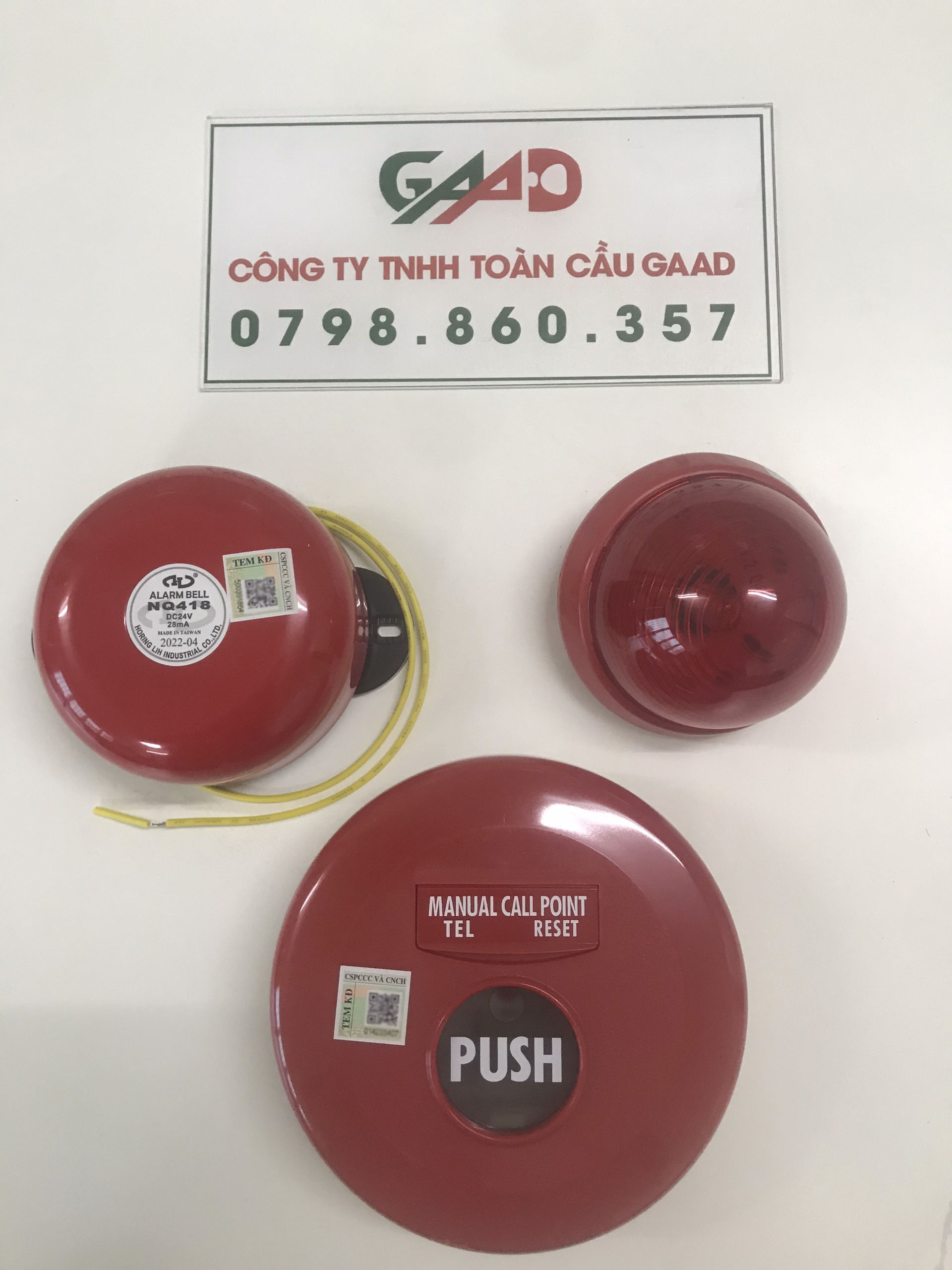 PCCC Combo Chuông báo cháy + Đèn báo cháy + Nút ấn khẩn