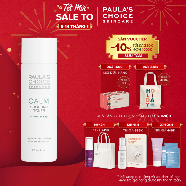 Nước hoa hồng làm dịu mẩn đỏ và phục hồi da khô Paula’s Choice Calm Redness Relief Toner Dry Skin-9120