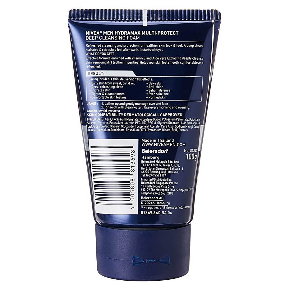 Sữa rửa mặt Nam Nivea Men Hydramax Multi-Protect Thái Lan 100ml