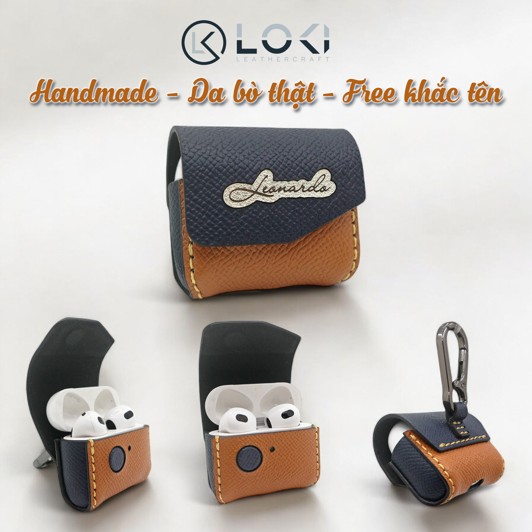 Bao da Airpods Pro - [Da thật 100% - Handmade - Free khắc tên] Manory Leather