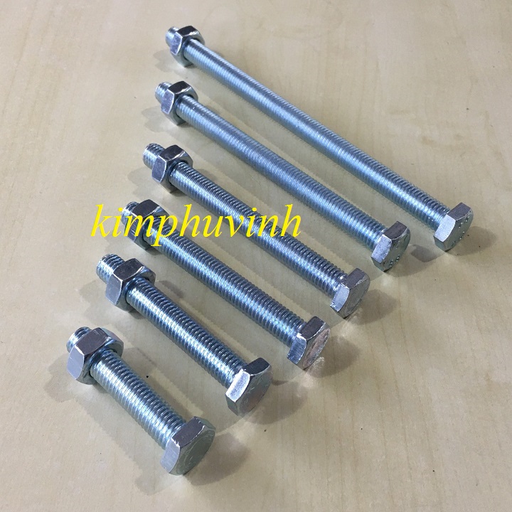 5 BỘ -  M12x60mm BULONG 12li - ỐC BULON 12li