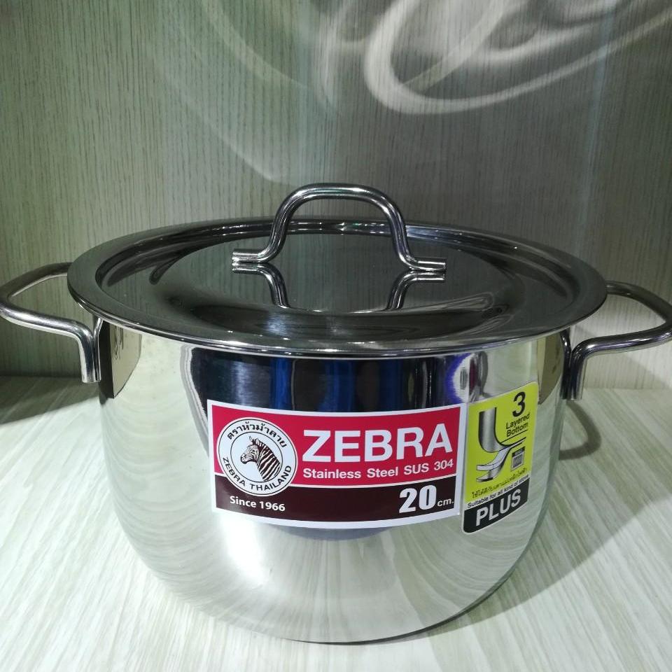 Nồi inox zebra thái lan 3 đáy nắp phẳng 3,5 lít 20cm -kaliteco
