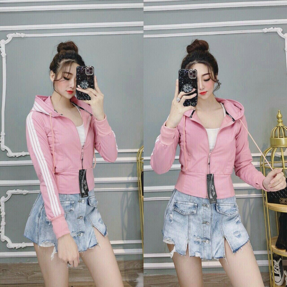 Áo Khoác 3 Sọc Da Cá Nữ Thời Trang - MTB