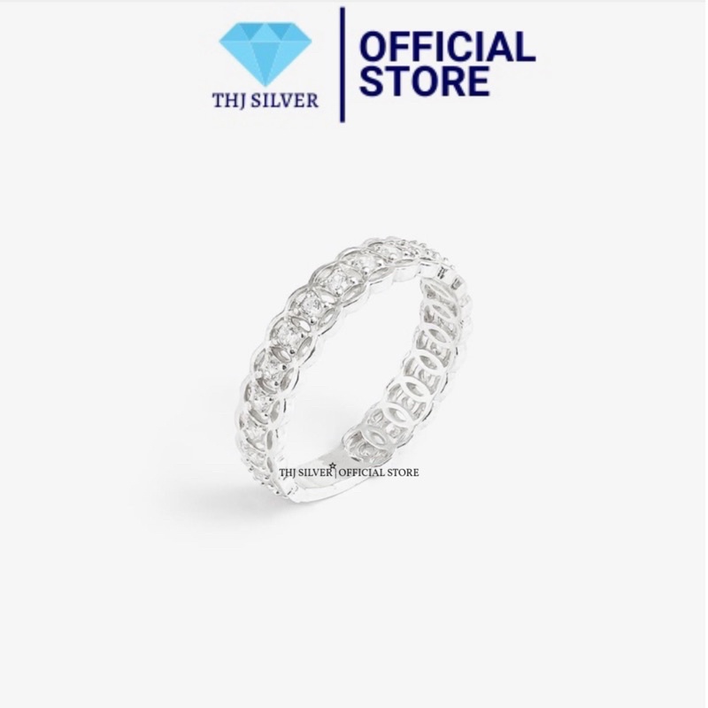 Nhẫn kim tiền đính đá nhỏ , chuẩn bạc ta -thj silver