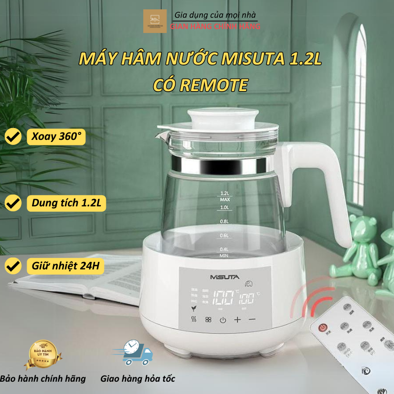 Máy đun nước pha sữa giữ nhiệt MISUTA chính hãng, máy hâm nước pha sữa, ấm đun nước duy trì nhiệt độ, có Remote điều chỉnh nhiệt độ thông minh - mẫu cao cấp
