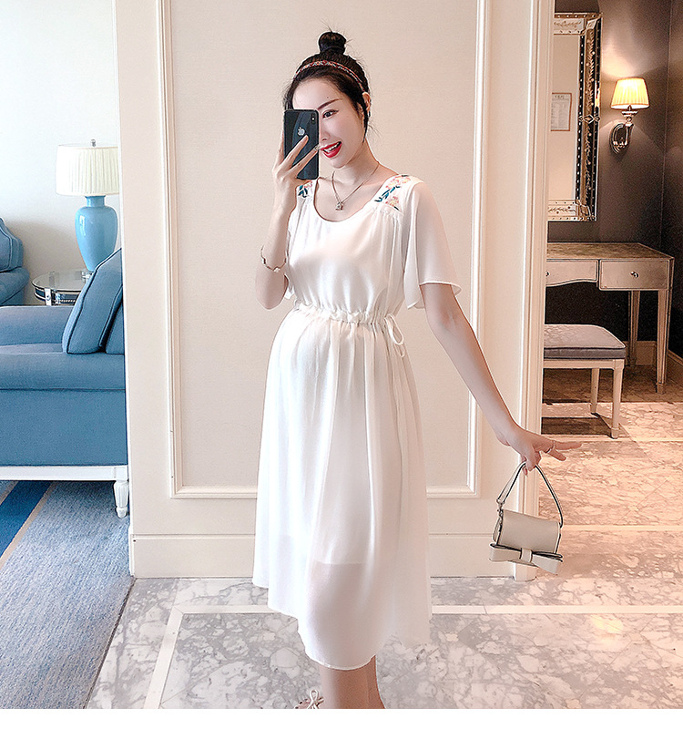 [HCM]Đầm bầu trăng thêu dự tiệc voan nhẹ mát