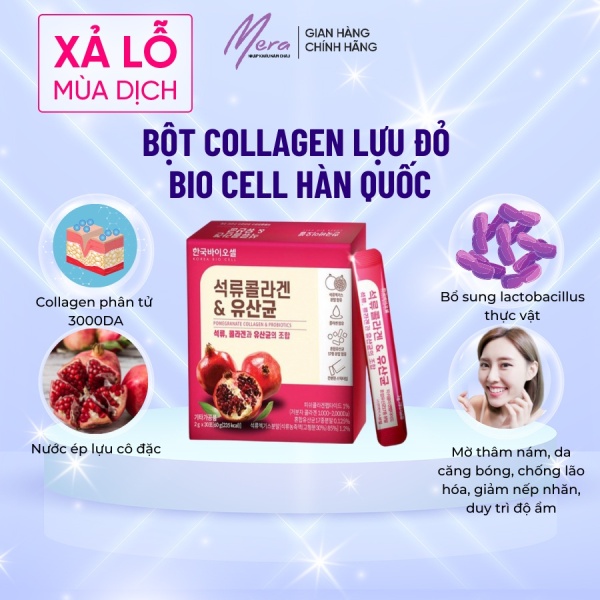 Bột Collagen Uống Lựu Đỏ Bio Cell Hàn Quốc nhập khẩu