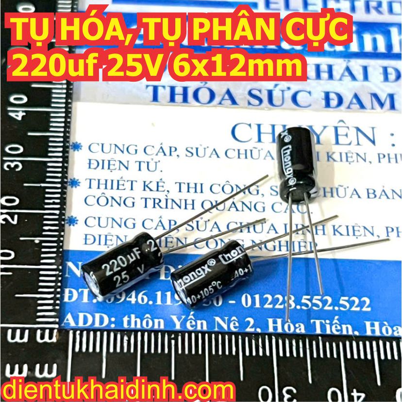 50 con TỤ HÓA TỤ PHÂN CỰC chân dài 220uf 16V 25V 35V 50V 63V 100V KDE1802