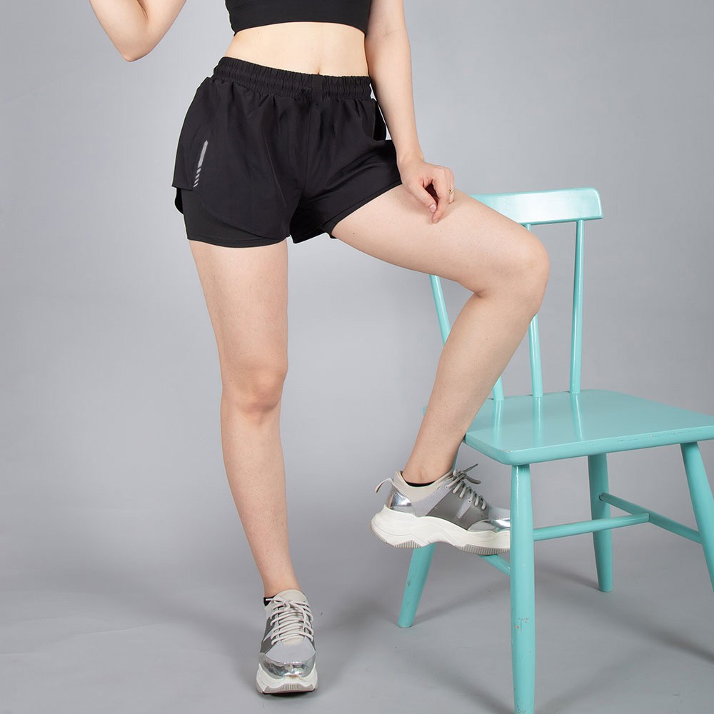 Quần Short Thể Thao Boxer Gladimax In Phản Quang Cao Cấp (2 Lớp), Đồ Tập Gym, Yoga, Aerobic