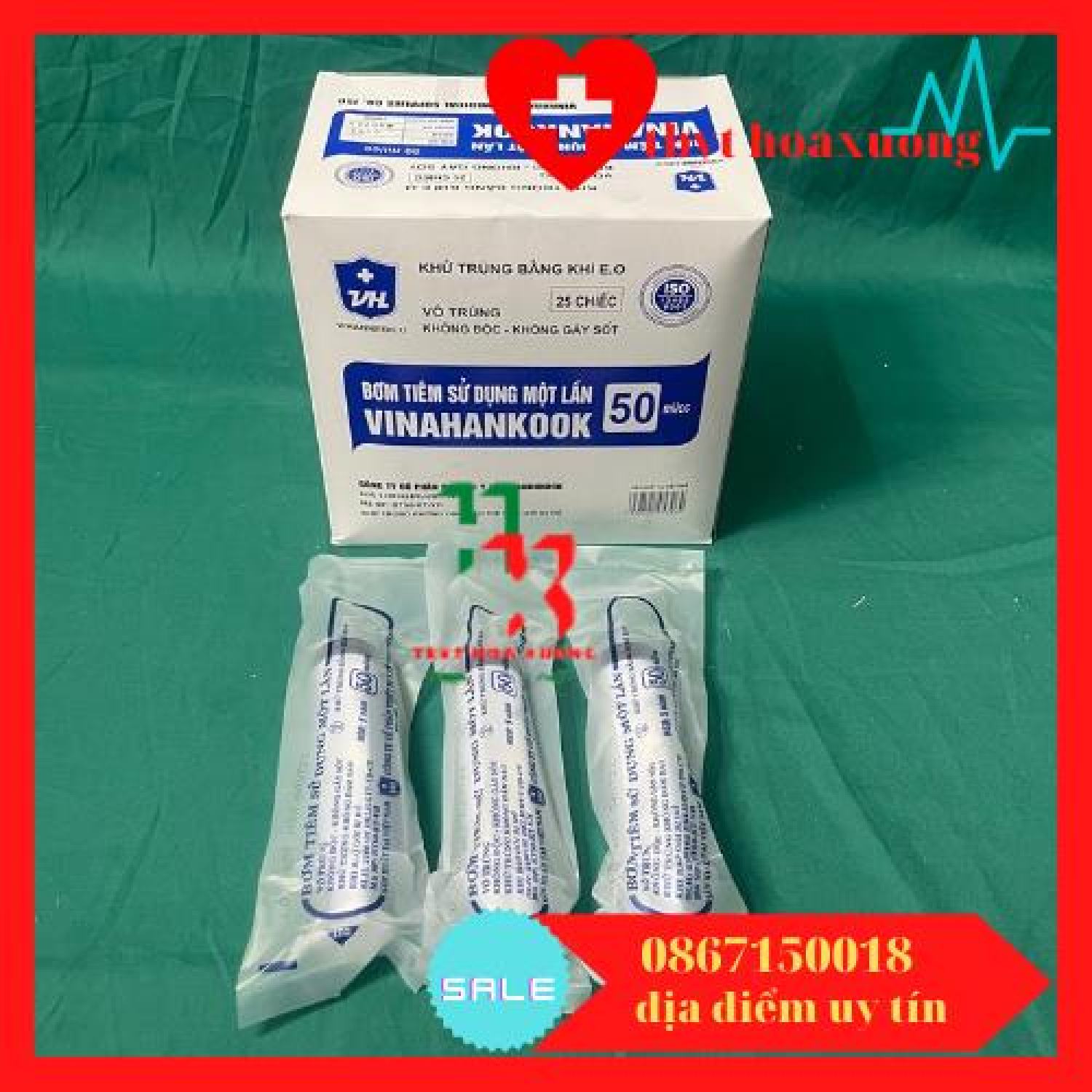 [Bán lẻ 10 chiếc] Bơm tiêm 1 lần Vinahankook 50ml
