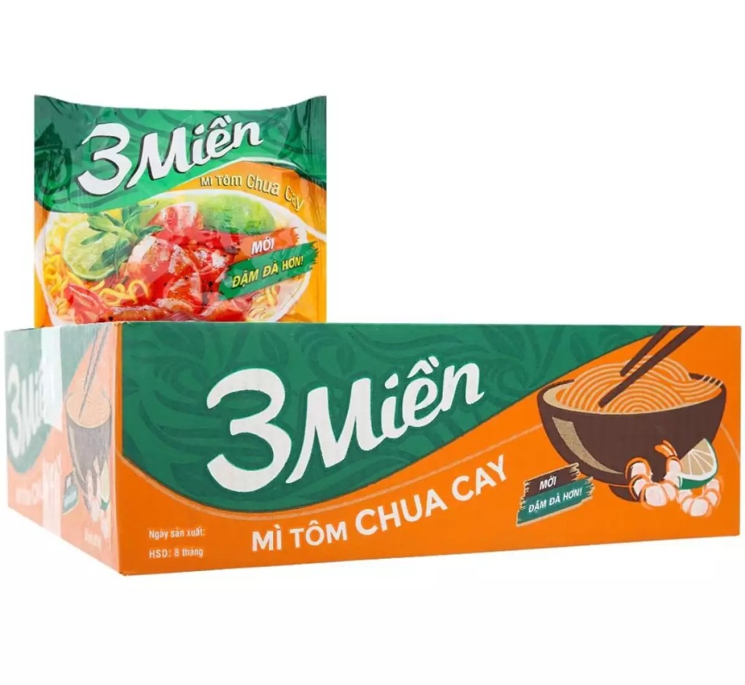 Thùng Mì 3 Miền Tôm Chua Cay 30 gói X 65gr