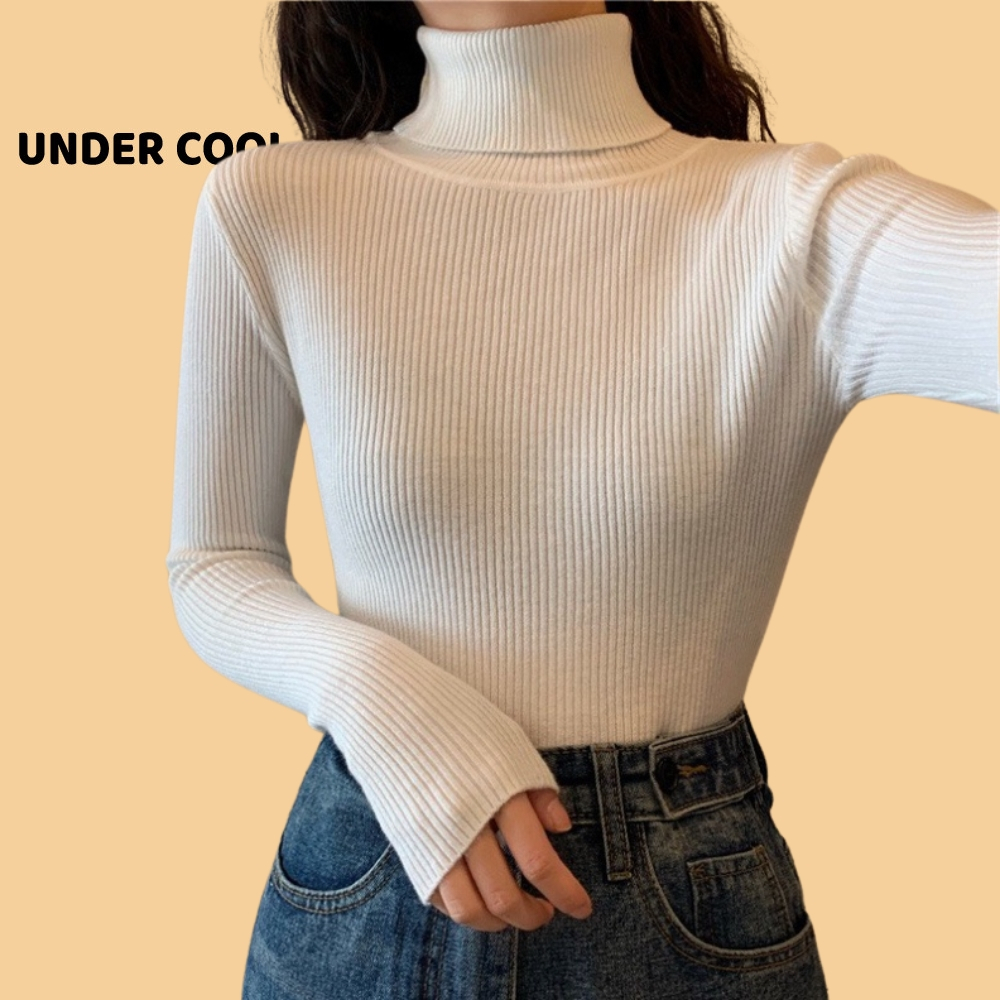 Áo Len tăm Cổ Lọ Nữ UNDERCOOL Len Gân Tăm Co Giãn Nhiều Màu sắc trẻ trung ADT02