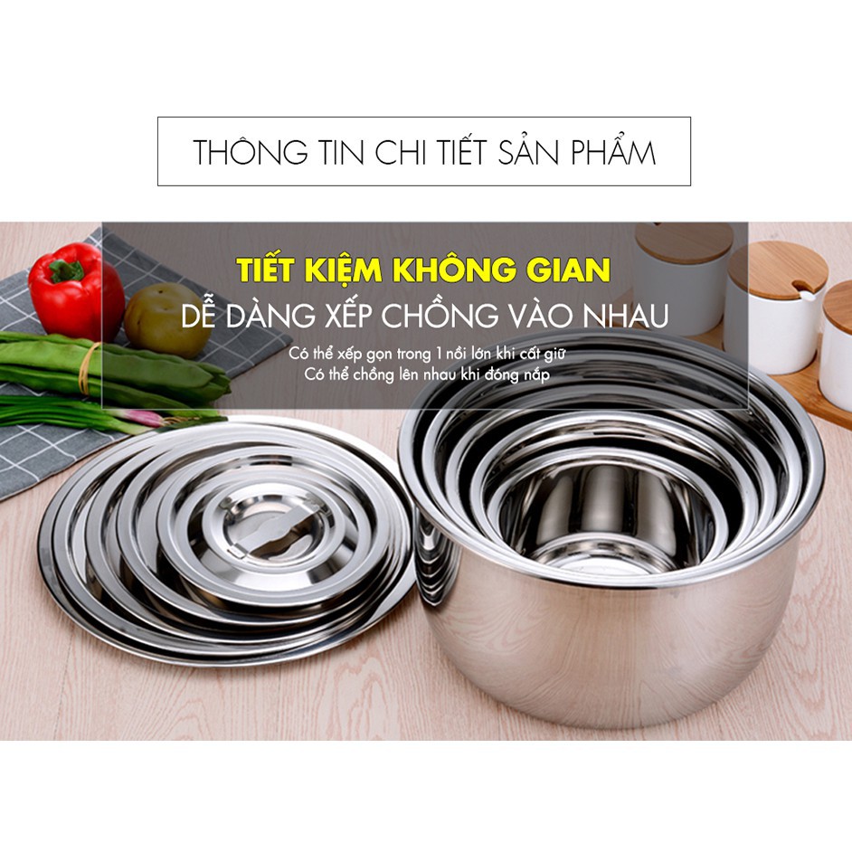 Bộ 5 Nồi Inox Đáy Từ 16-24cm