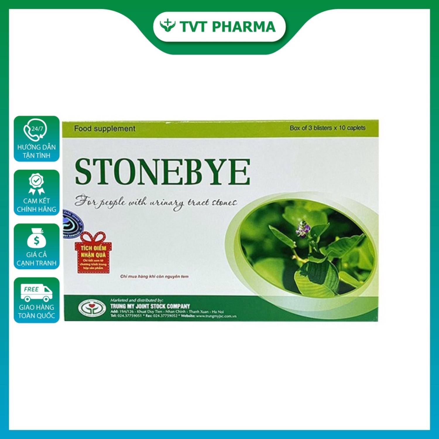 [ CHÍNH HÃNG ] Viên Uống Cho Người Sỏi Thận STONEBYE STONE BYE ( Hộp 30 Viên )