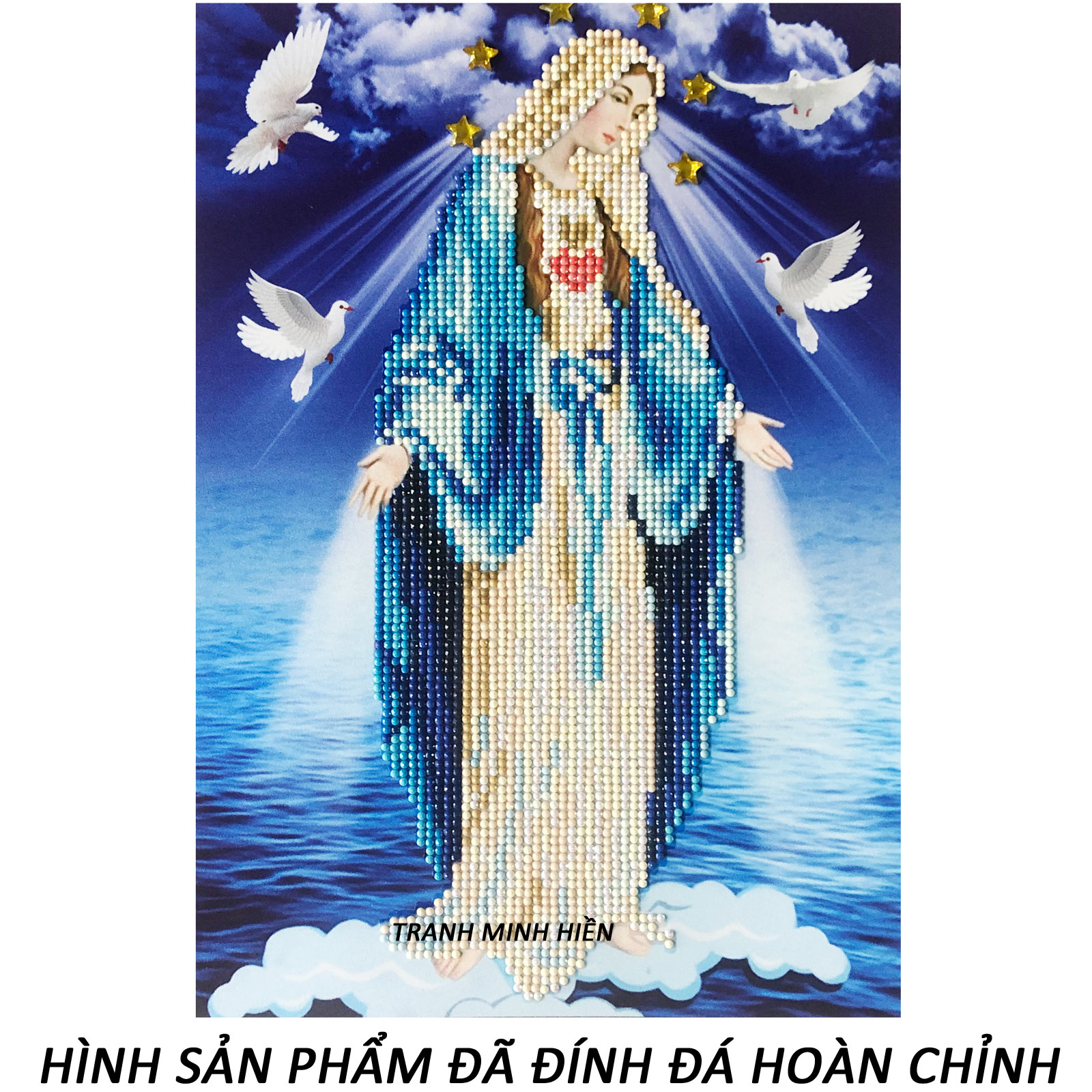 Tranh Đính Đá Tự Làm - Đức Mẹ Sầu Bi 88 (Kèm Quà Tặng) - Tranh Minh Hiền (TỰ ĐÍNH ĐÁ)