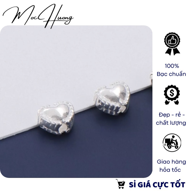 Charm bạc trái tim loại nhỏ - MH862