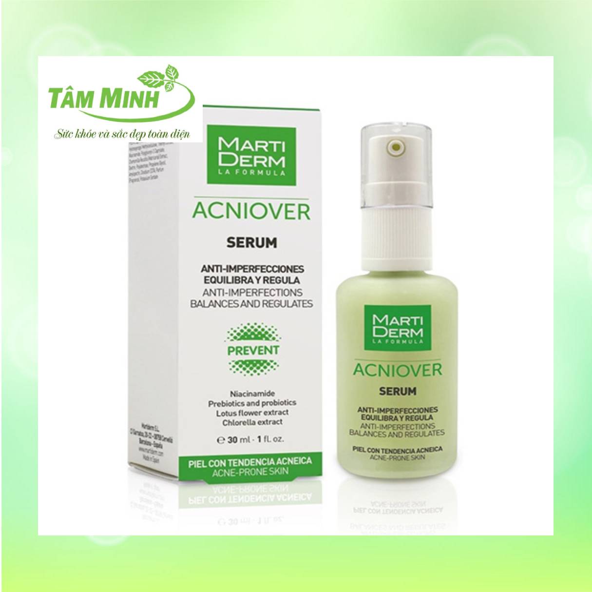 Serum giảm mụn giảm nhờn MartiDerm Acniover Serum 30ml