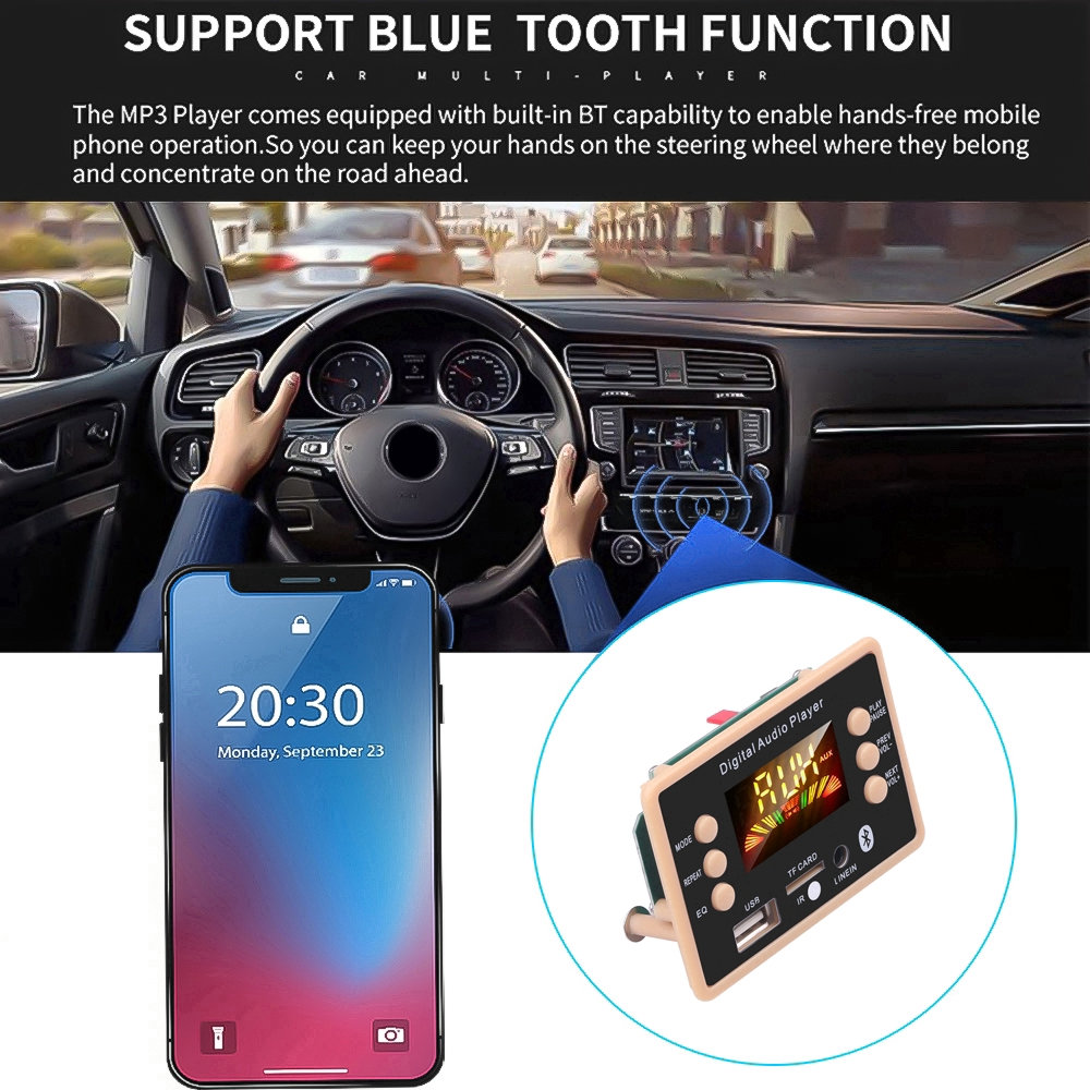 Module Bluetooth - Mạch giải mã Âm Thanh Bluetooth 5.0, Thẻ nhớ, Màn hình màu, 5v - 12v dùng cho Amply, Loa kéo, Xe hơi