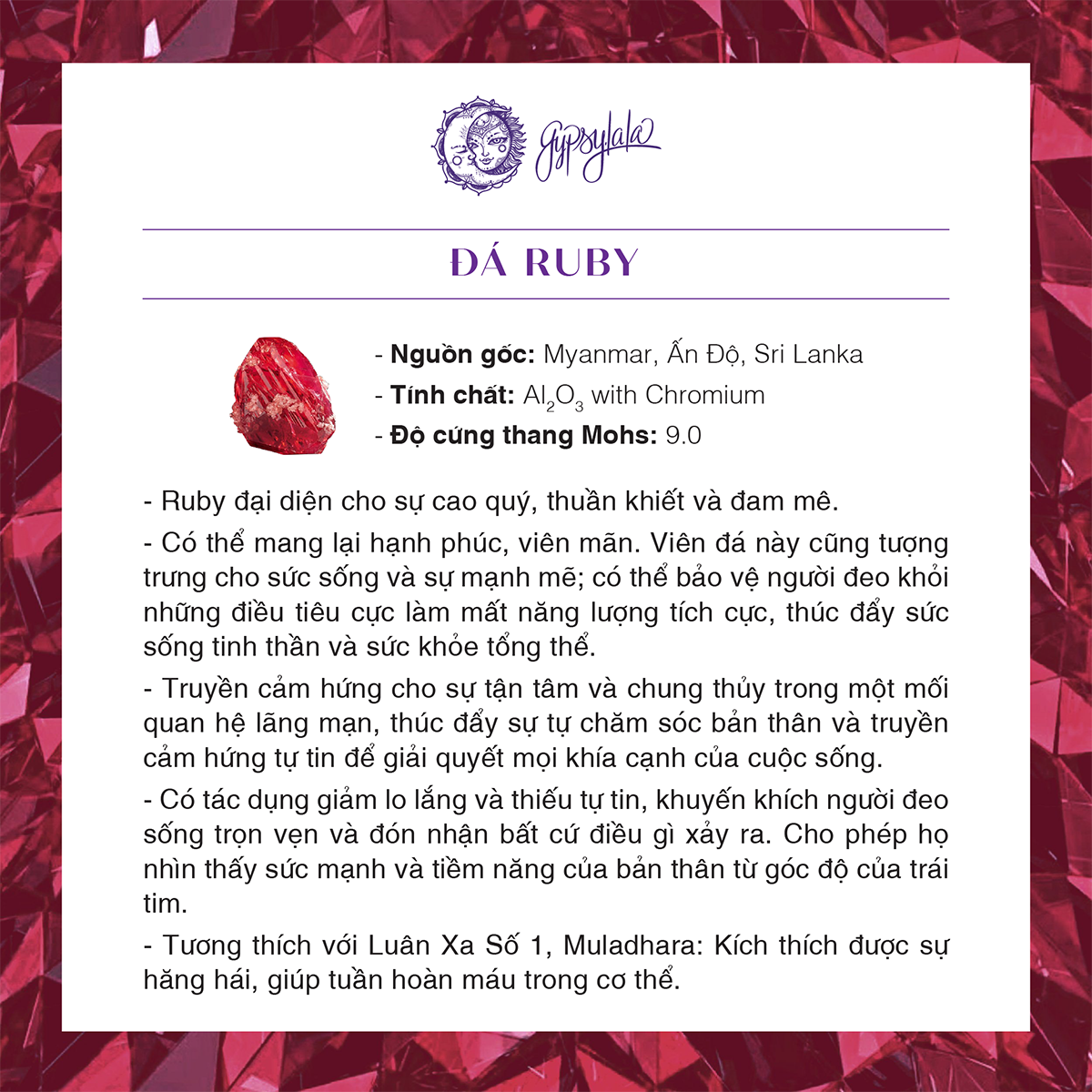 Bông Tai Simple Đá Ruby Thiên Nhiên Gypsy.lala