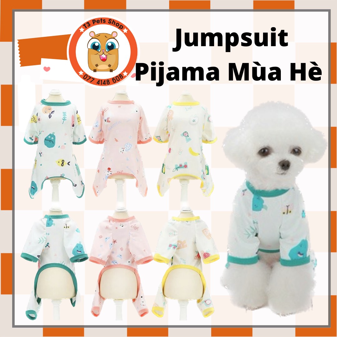 Jumsuit pijama mẫu in dễ thương cho chó mèo
