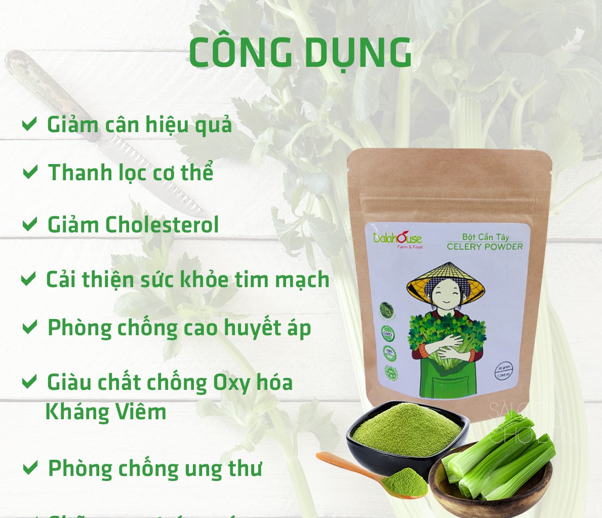 Bột cần tây giảm cân Dalahouse (Hộp 20 gói x3gr)