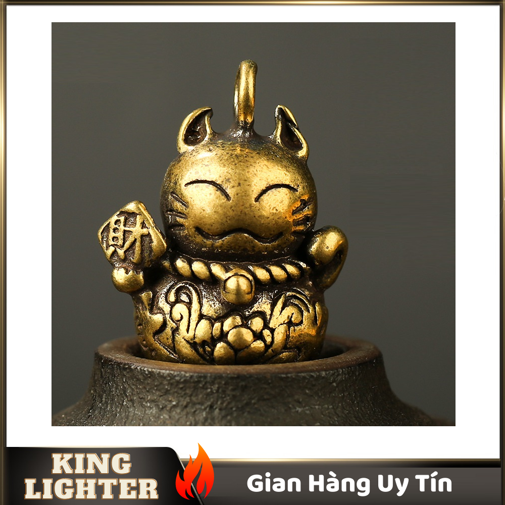 [HCM]Tượng Đồng Phong Thủy Hình Mèo Thần Tài Trang Trí Đem Lại May Mắn Móc Khóa Mặt Dây Chuyền (Kích Thước: 2.7cm x 2.2cm )