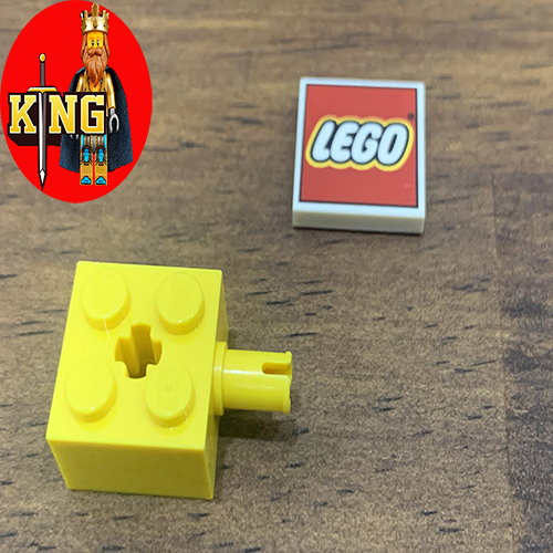 Lego yellow brick, modified 2 x 2 with pin and axle hole đồ chơi lego