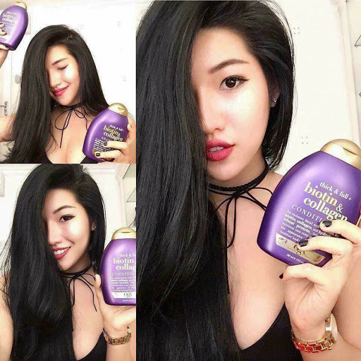 Dầu xả làm dày tóc OGX Thick & Full + Biotin & Collagen Conditioner 385ml (màu tím)