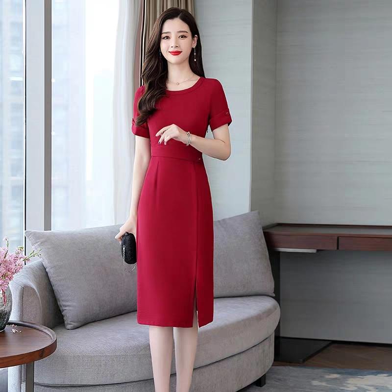 [HCM]ĐẦM VOAN LỤA PHỐI NÚT EO ĐẸP TINH TẾ SANG CHẢNH MS 213