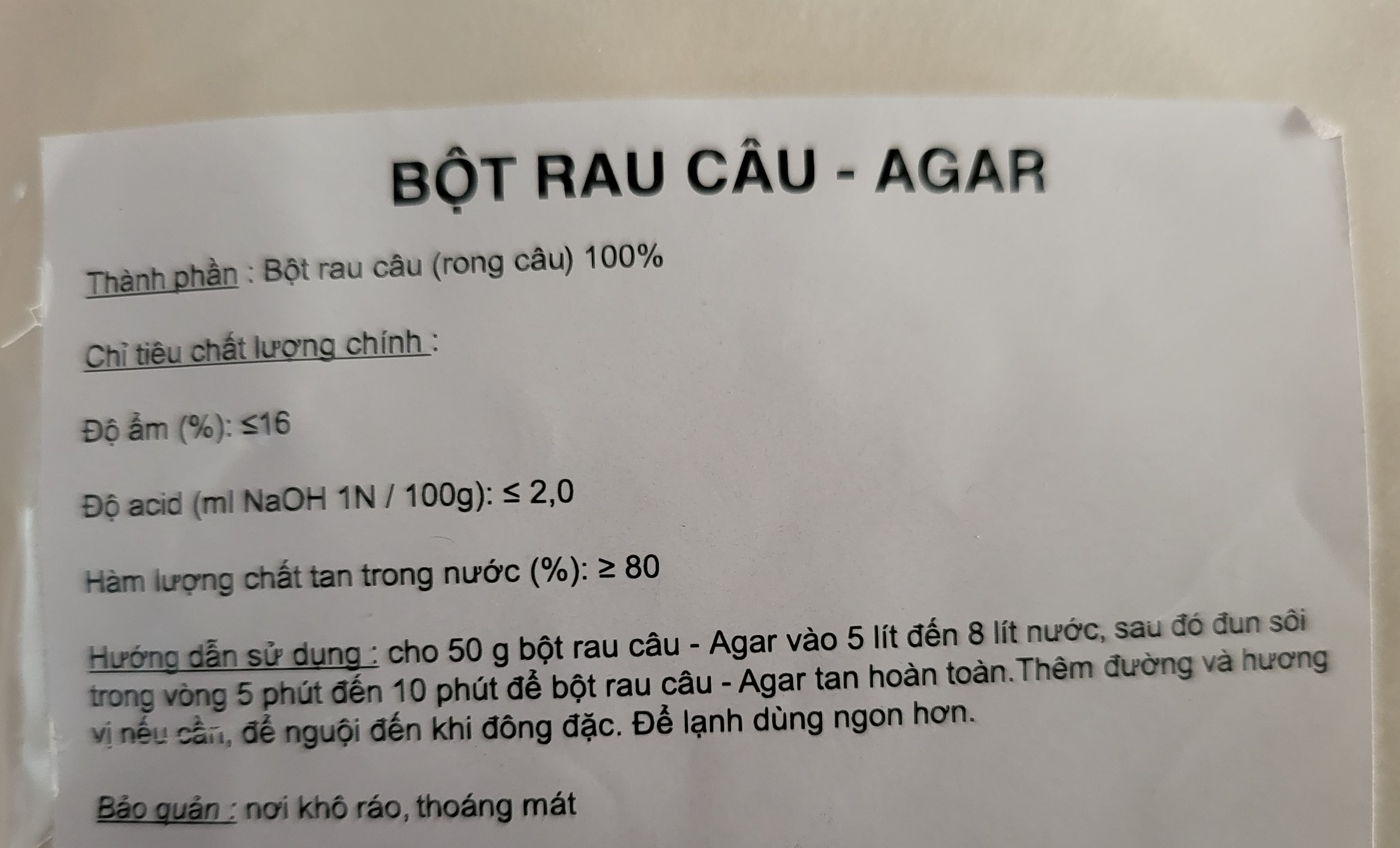 [Gói 250g] BỘT RAU CÂU GIÒN (RONG CÂU) [VN] PHAN TRẦN Agar Powder