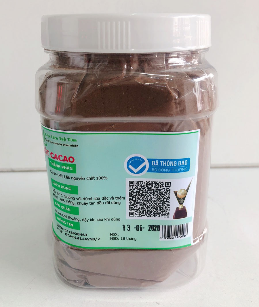 Bột cacao Đắk Lắk nguyên chất 100% - 1kg 2 hủ. là cacao nguyên chất không đường, vị đắng. dạng bột mịn, dễ dàng khuấy tan và không vón cục. mùi vị và hương thơm đậm đà.
