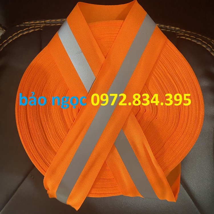 dây vải phản quang sọc xám bản 5cm dài 100 mét-dây cảnh báo phản quang