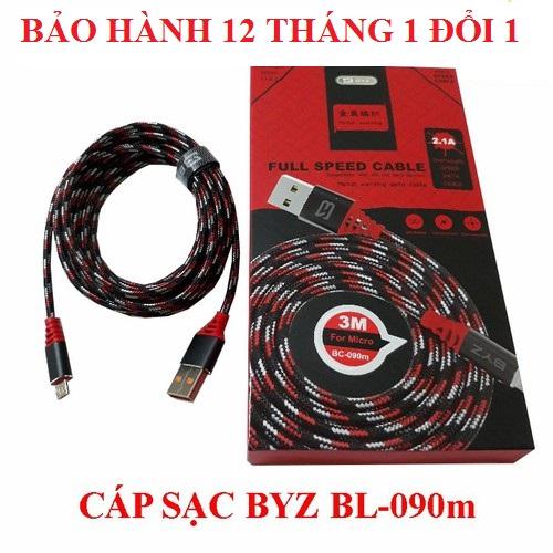 Cáp sạc nhanh micro usb dài 3m byz bc-090m, cáp sạc nhanh iphone, type c, samsung,.. bảo hành 12 tháng 1 đổi 1