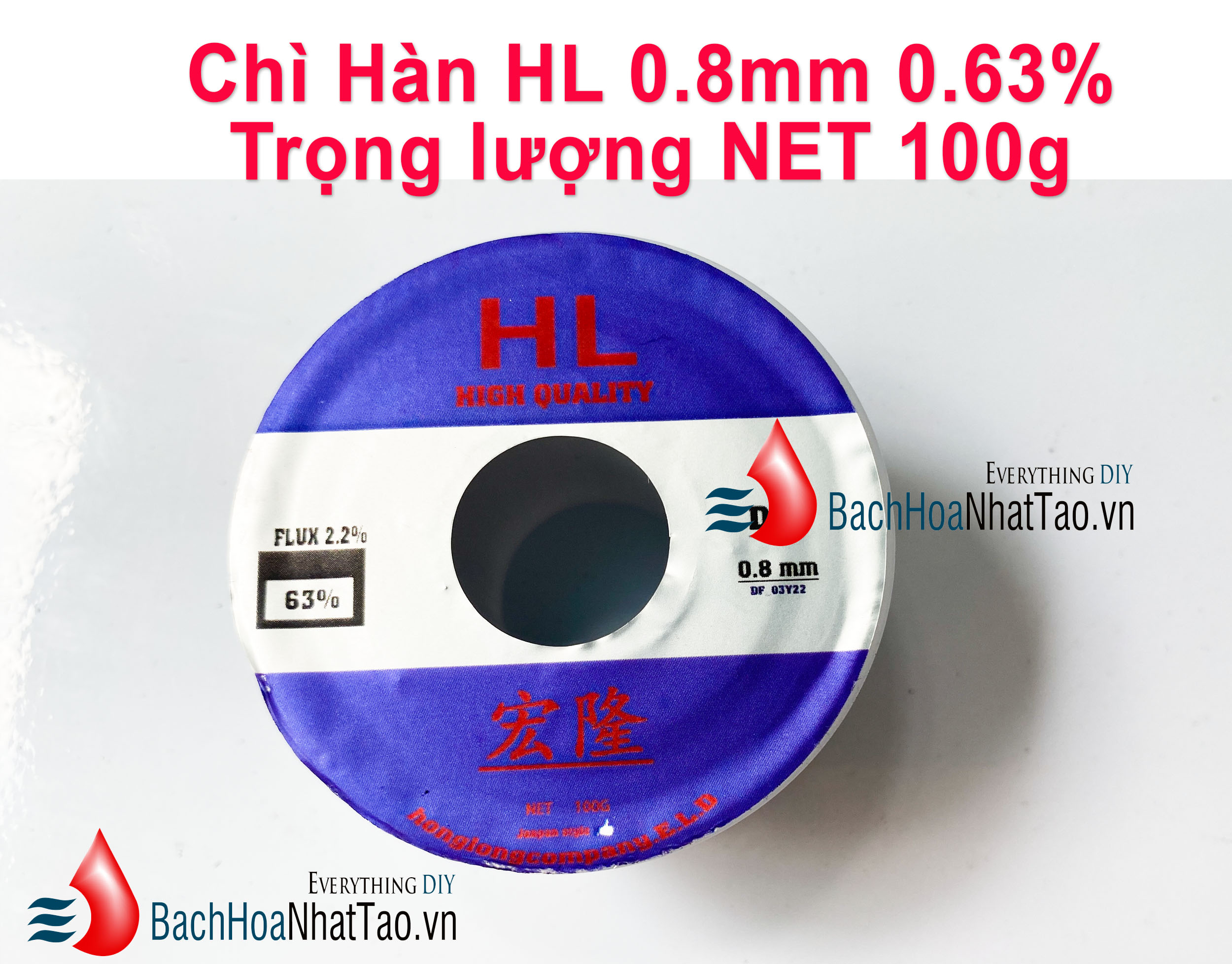 Thiếc hàn HL 0.8mm trọng lượng NET 100g