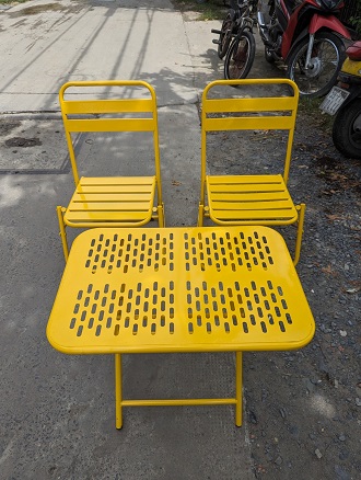 Full Iron Folding Chair - All Colors (Combo of 2 Chairs + 1 Cnc Table)