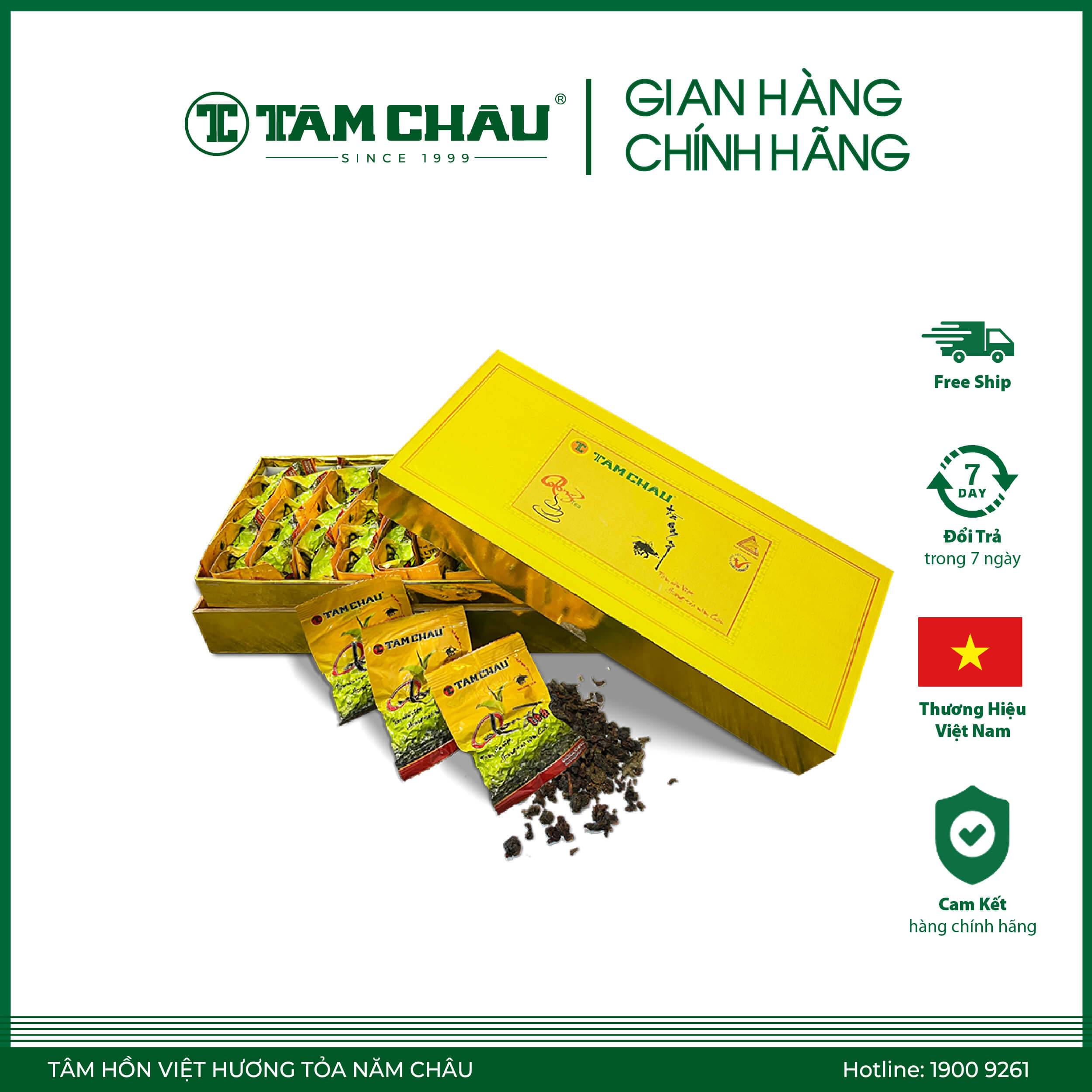 [TÂM CHÂU]  Trà Oolong thuần vàng 500Gr (50 gói x10Gr)
