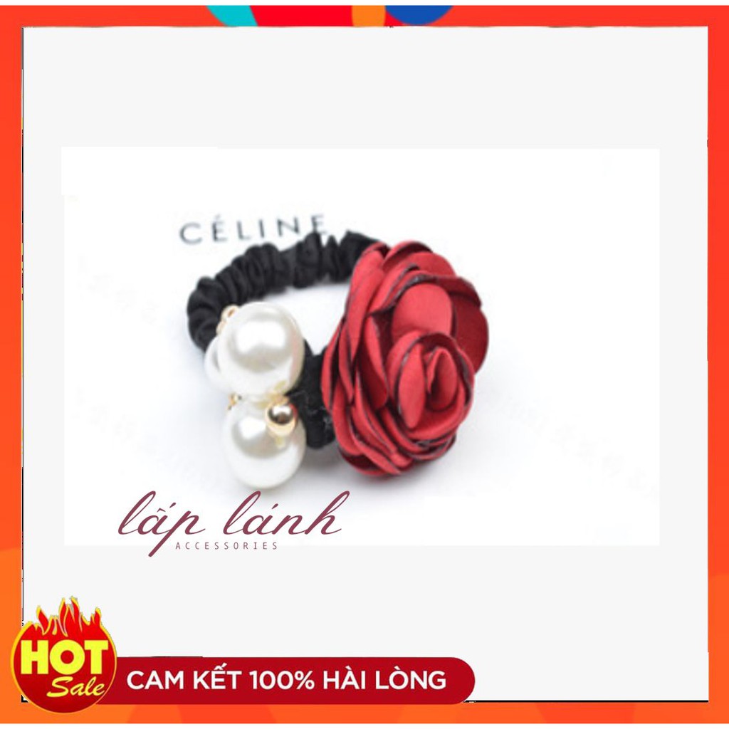 CỘT TÓC/ BUỘC TÓC HẠT NGỌC KẾT HOA HỒNG SANG CHẢNH PHONG CÁCH HÀN QUỐC