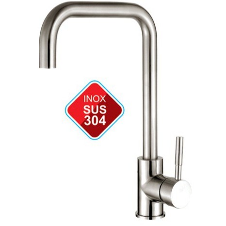 Vòi Rửa Chén Nóng Lạnh Inox 304 Vuông, Vòi Rửa Bát , Vòi Bếp Lạnh Inox SUS 304, tặng 02 dây cấp nóng lạnh