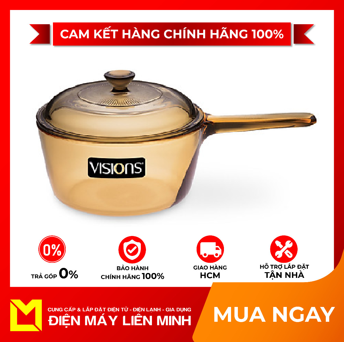 [HCM]Nồi thủy tinh Visions VSP-1.5/CL1 - Chất liệu thủy tinh chịu nhiệt cao cấp Giữ nhiệt tốt Dùng được trong lò vi sóng