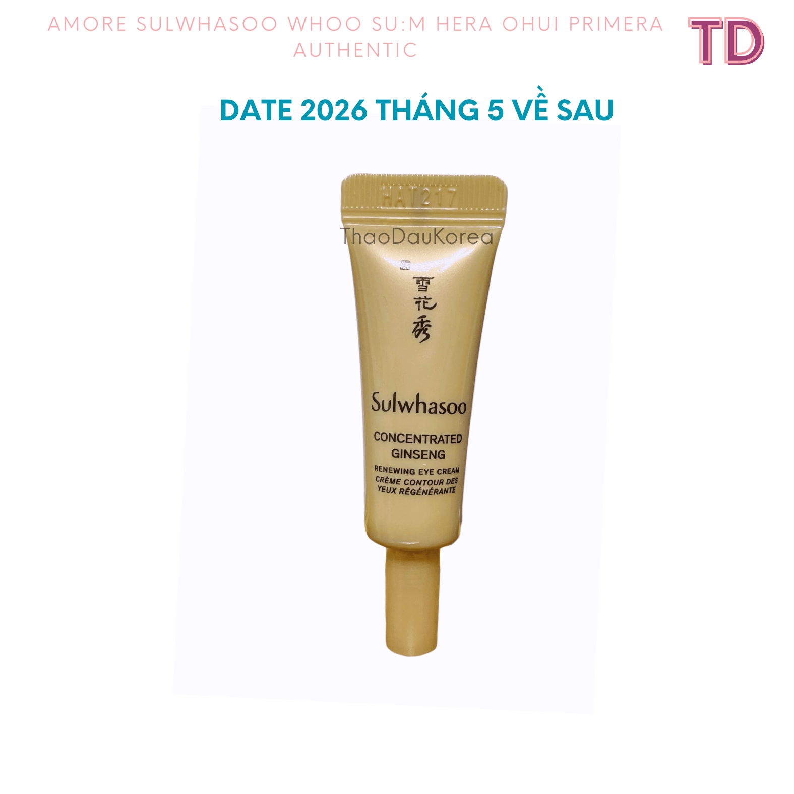 3ML Sulwasoo Tuýp Kem Dưỡng Mắt Nhân Sâm Sulwhasoo Concentrated Ginseng Renewing Eye Cream tloskorea cũ